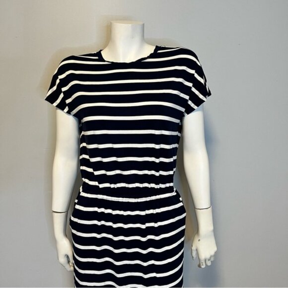 Banana Republic Navy and White Striped Midi Dress - Picture 2 of 7